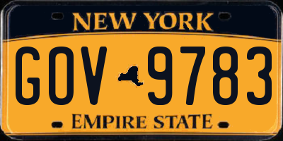 NY license plate GOV9783