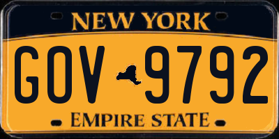 NY license plate GOV9792