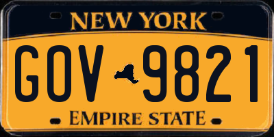 NY license plate GOV9821
