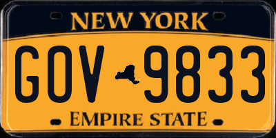 NY license plate GOV9833