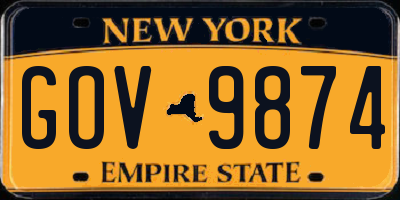 NY license plate GOV9874