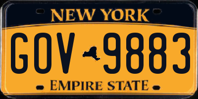 NY license plate GOV9883