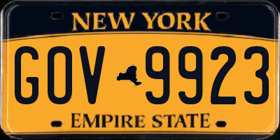 NY license plate GOV9923