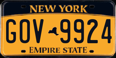 NY license plate GOV9924