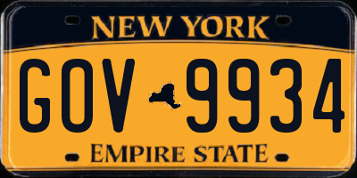NY license plate GOV9934