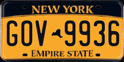 NY license plate GOV9936