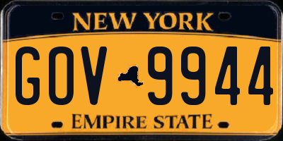 NY license plate GOV9944
