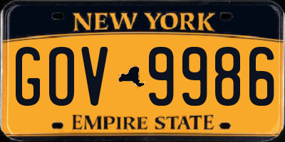 NY license plate GOV9986