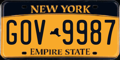NY license plate GOV9987