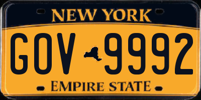 NY license plate GOV9992
