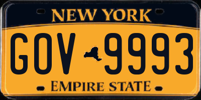 NY license plate GOV9993