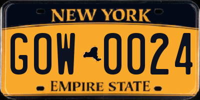 NY license plate GOW0024