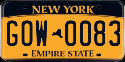 NY license plate GOW0083