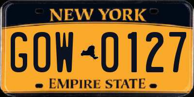 NY license plate GOW0127