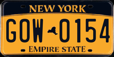 NY license plate GOW0154
