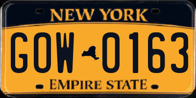 NY license plate GOW0163
