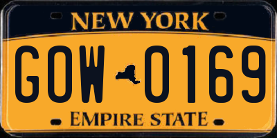 NY license plate GOW0169
