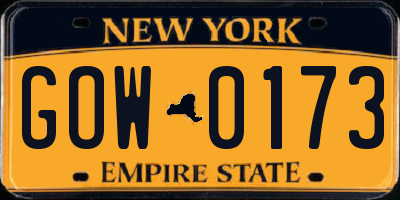 NY license plate GOW0173