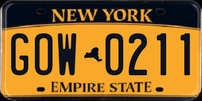 NY license plate GOW0211