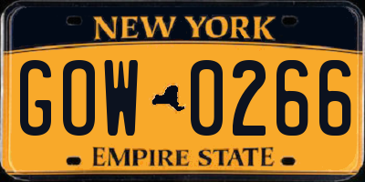 NY license plate GOW0266