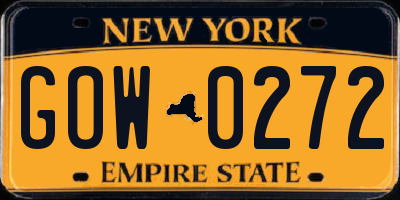 NY license plate GOW0272