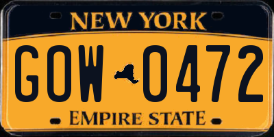 NY license plate GOW0472