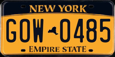 NY license plate GOW0485