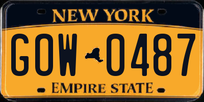 NY license plate GOW0487