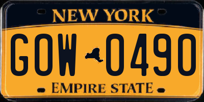 NY license plate GOW0490
