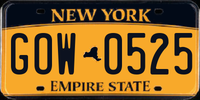 NY license plate GOW0525