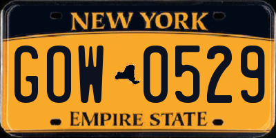 NY license plate GOW0529