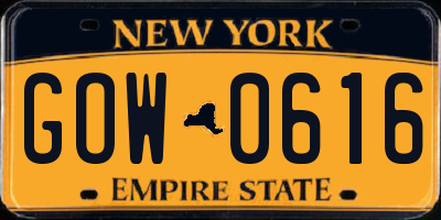 NY license plate GOW0616