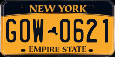 NY license plate GOW0621