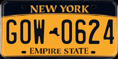 NY license plate GOW0624