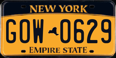 NY license plate GOW0629