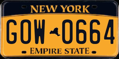 NY license plate GOW0664