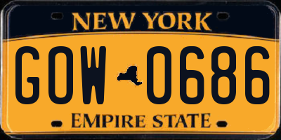 NY license plate GOW0686