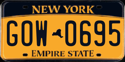 NY license plate GOW0695