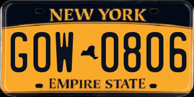 NY license plate GOW0806