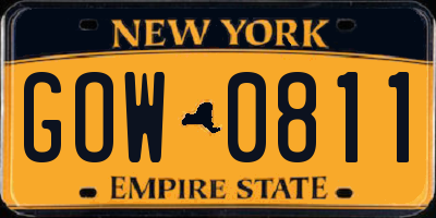 NY license plate GOW0811