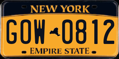 NY license plate GOW0812