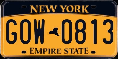 NY license plate GOW0813