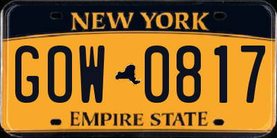 NY license plate GOW0817