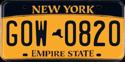 NY license plate GOW0820