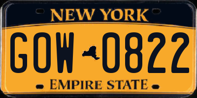 NY license plate GOW0822