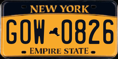 NY license plate GOW0826