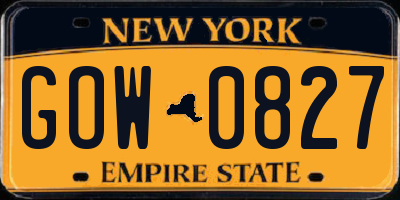 NY license plate GOW0827