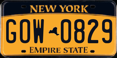 NY license plate GOW0829
