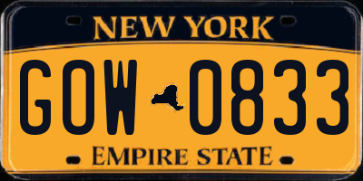 NY license plate GOW0833