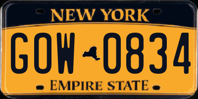 NY license plate GOW0834